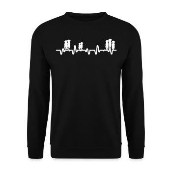 Herzschlag Erdmännchen - Unisex Pullover - Schwarz - Vorne - Alina (178cm) & Michal (187cm)