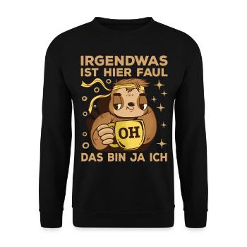 Faultier Kaffee - Unisex Pullover - Schwarz - Vorne - Alina (178cm) & Michal (187cm)