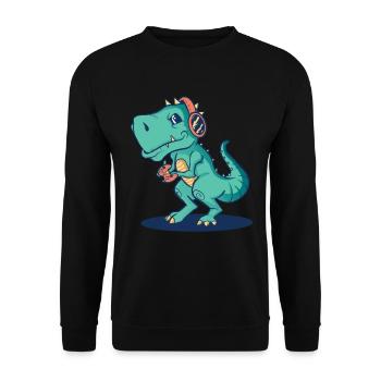Dino Dinosaur T-rex Trex Tyrannosaurus Dinosaur - Unisex Sweatshirt - black - Front - Alina (178cm) & Michal (187cm)