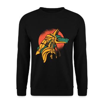 Egyptian Mythology Anubis Pyramiede Death God - Unisex Sweatshirt - black - Front - Alina (178cm) & Michal (187cm)