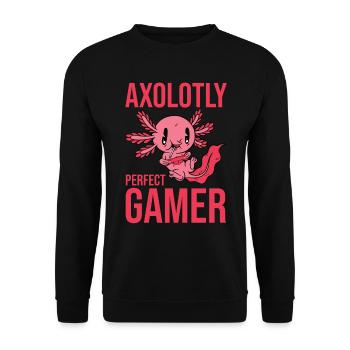 Axolotl Parfait joueur vidéo Axolotl Gaming Fish - Sweat-shirt Unisexe - noir - Devant - Alina (178cm) & Michal (187cm)