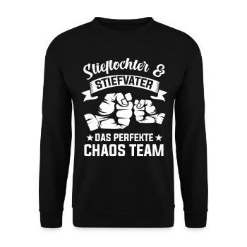 Stieftochter Stiefvater Stiefpapa Stiefkind - Unisex Pullover - Schwarz - Vorne - Alina (178cm) & Michal (187cm)