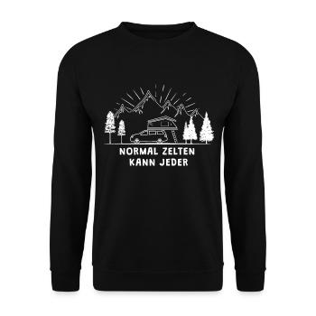 Normal Zelten Kann Jeder Dachzelt Outdoor Camping - Unisex Pullover - Schwarz - Vorne - Alina (178cm) & Michal (187cm)