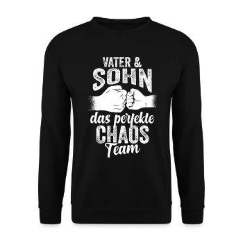 Vater Und Sohn Papa Vatertag - Unisex Pullover - Schwarz - Vorne - Alina (178cm) & Michal (187cm)