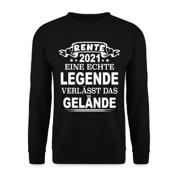 Rente 2021 eine echte legende verlässt das Gelände - Unisex Pullover - Schwarz - Vorne - Alina (178cm) & Michal (187cm)