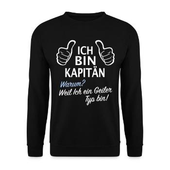 Motorboot Kapitän Segelboot Sport Boot Skipper - Unisex Pullover - Schwarz - Vorne - Alina (178cm) & Michal (187cm)