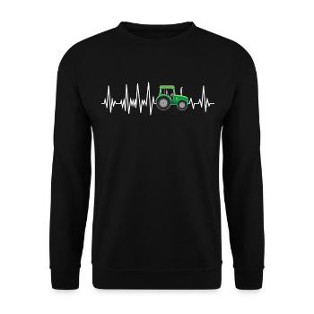 Traktor Bauern Herzschlag Feld Landwirt - Unisex Pullover - Schwarz - Vorne - Alina (178cm) & Michal (187cm)