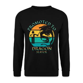 Promoted to Dragon Killer Arm Break Gift Child - Unisex Sweatshirt - black - Front - Alina (178cm) & Michal (187cm)