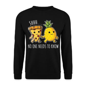 Pizza Hawaii Ananas Pizza essen Pizza & Ananas - Unisex Pullover - Schwarz - Vorne - Alina (178cm) & Michal (187cm)