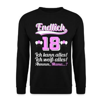18th Birthday Lockdown Funny Daughter Gift - Unisex Sweatshirt - black - Front - Alina (178cm) & Michal (187cm)