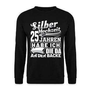 Silver Wedding Wedding Anniversary Marriage Husband Gift Idea - Unisex Sweatshirt - black - Front - Alina (178cm) & Michal (187cm)