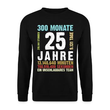 Silver Wedding 25th Year Wedding Anniversary Retro Style - Unisex Sweatshirt - black - Front - Alina (178cm) & Michal (187cm)