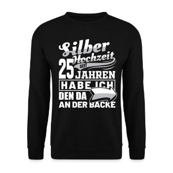 Silver Wedding Wedding Anniversary Marriage Wife Gift Idea - Unisex Sweatshirt - black - Front - Alina (178cm) & Michal (187cm)