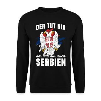 Serbien Jugo Geschenk Belgrad Serbia Wappen Srbija - Unisex Pullover - Schwarz - Vorne - Alina (178cm) & Michal (187cm)