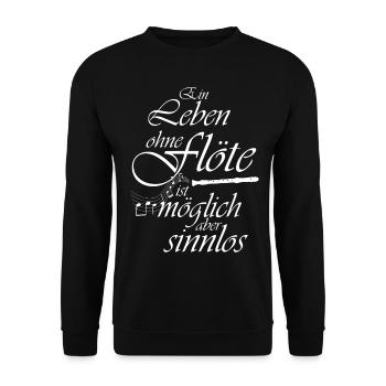 Blockflöte Orchester flöte Instrument Musiker Holz - Unisex Pullover - Schwarz - Vorne - Alina (178cm) & Michal (187cm)