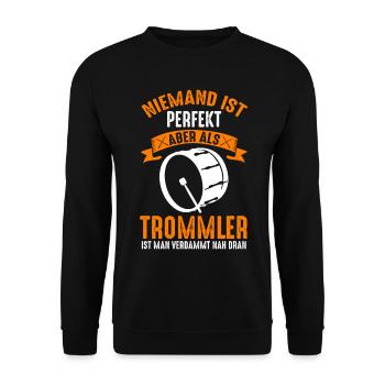 Trommel Musik Trommler Drums Musikband - Unisex Pullover - Schwarz - Vorne - Alina (178cm) & Michal (187cm)