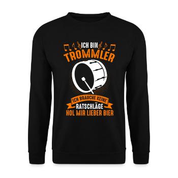 Trommel Drummer Trommeln Musiker Band - Unisex Pullover - Schwarz - Vorne - Alina (178cm) & Michal (187cm)