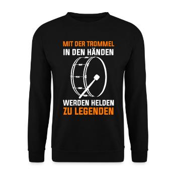 Trommel Trommler Drummer Marschtrommel - Unisex Pullover - Schwarz - Vorne - Alina (178cm) & Michal (187cm)
