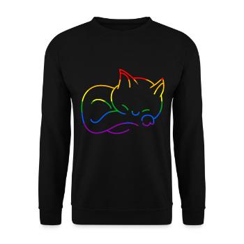 Katze LGBT Bunt Gay Pride Regenbogen Farben - Unisex Pullover - Schwarz - Vorne - Alina (178cm) & Michal (187cm)