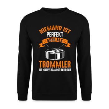 Trommel Musik Trommler Drums Musikband - Unisex Pullover - Schwarz - Vorne - Alina (178cm) & Michal (187cm)
