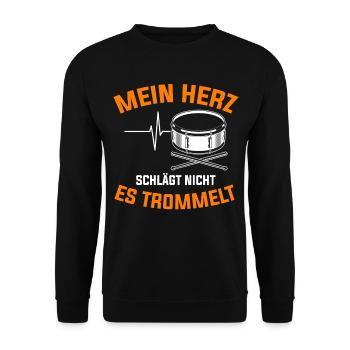 Trommel Trommler Trommeln Musikverein - Unisex Pullover - Schwarz - Vorne - Alina (178cm) & Michal (187cm)
