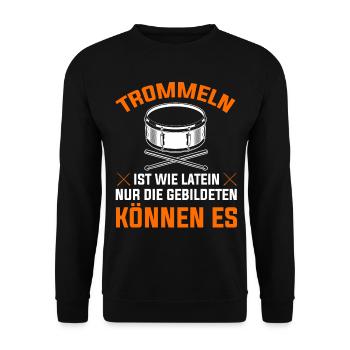 Trommel Trommler Drummer Marschtrommel - Unisex Pullover - Schwarz - Vorne - Alina (178cm) & Michal (187cm)