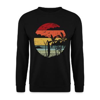 Retro Surfing Surfboard Sunset Surfer Surfing Surfing - Unisex Sweatshirt - black - Front - Alina (178cm) & Michal (187cm)