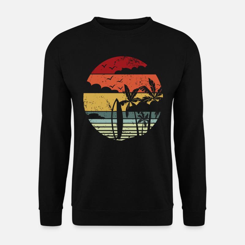 Retro Surf surf planche Sunset Surffer Surf surf - Sweat-shirt Unisexe - noir