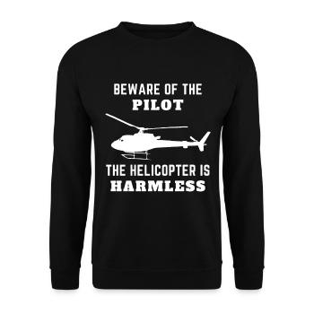 Beware of the Pilot - The helicopter is harmless! - Unisex Pullover - Schwarz - Vorne - Alina (178cm) & Michal (187cm)
