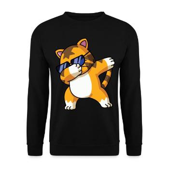 Dabbing Tiger Lustig Schlafanzug Kostüm - Unisex Pullover - Schwarz - Vorne - Alina (178cm) & Michal (187cm)