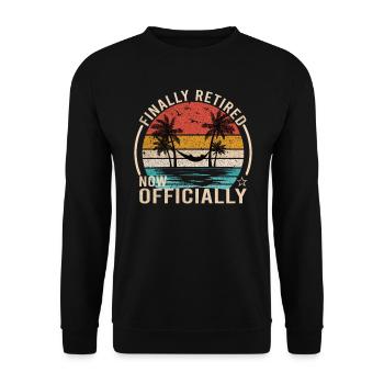 Endlich im Ruhestand jetzt Offiziell - Unisex Pullover - Schwarz - Vorne - Alina (178cm) & Michal (187cm)