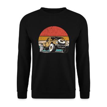 Retro Geländefahrzeug OFF Road - Unisex Pullover - Schwarz - Vorne - Alina (178cm) & Michal (187cm)