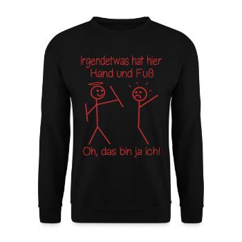Lustige Strichmännchen Cartoon Comic - Unisex Pullover - Schwarz - Vorne - Alina (178cm) & Michal (187cm)