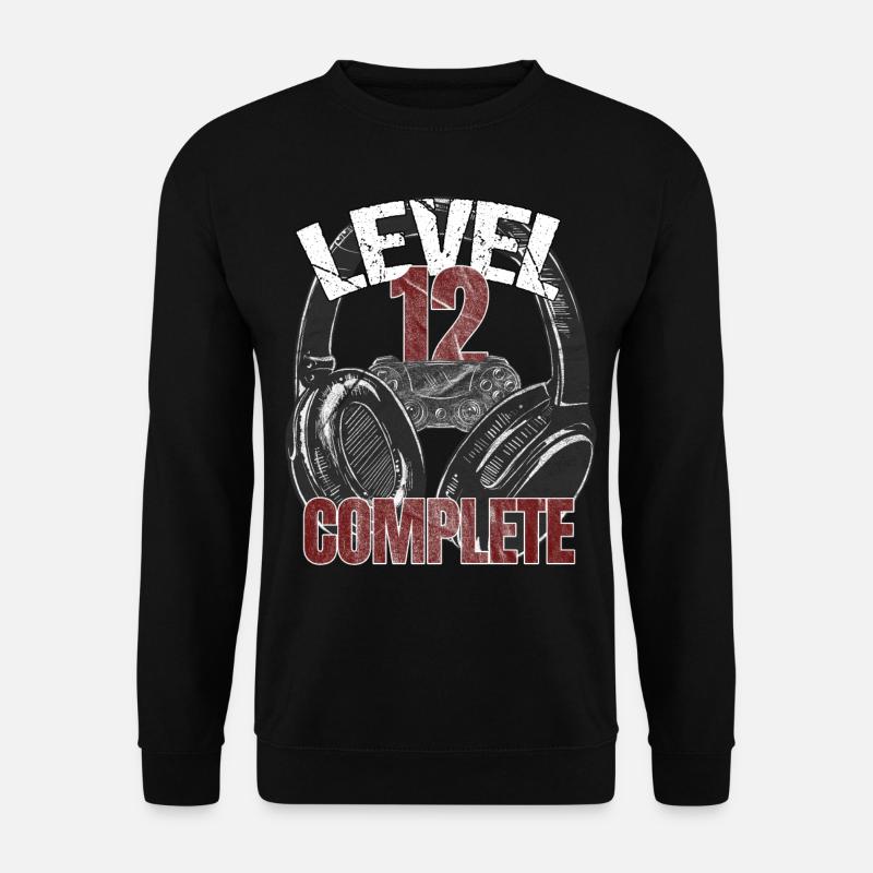Level 12 complete gamer zocker Geburtstags Spruch - Unisex Pullover - Schwarz