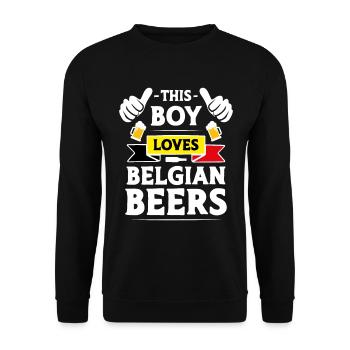 This boy loves Belgian beers - Unisex Sweatshirt - black - Front - Alina (178cm) & Michal (187cm)