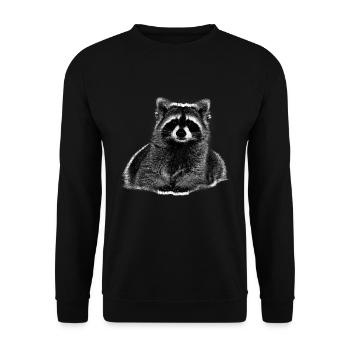 Waschbär Racoon Tier Geschenk Frettchen Marder - Unisex Pullover - Schwarz - Vorne - Alina (178cm) & Michal (187cm)