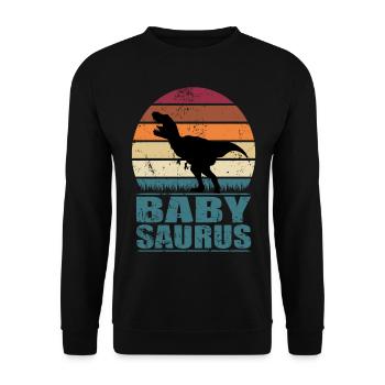 BabySaurus Dinosaur Offspring Baby Dino Birth - Unisex Sweatshirt - black - Front - Alina (178cm) & Michal (187cm)