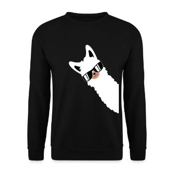 Lama Llama Alpaca with Sunglasses - Unisex Sweatshirt - black - Front - Alina (178cm) & Michal (187cm)