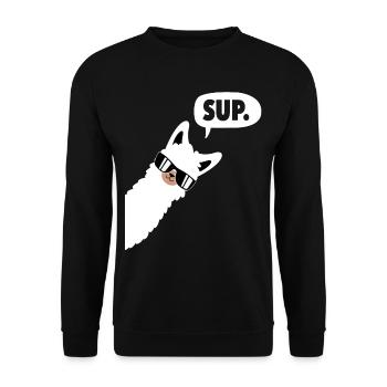 Sup No Drama Llama Lama - Alpaca - Unisex Sweatshirt - black - Front - Alina (178cm) & Michal (187cm)