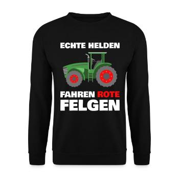 Landwirtschaft Traktor Trekker Traktorfahrer - Unisex Pullover - Schwarz - Vorne - Alina (178cm) & Michal (187cm)
