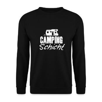 Camping Schicht Spruch - Unisex Pullover - Schwarz - Vorne - Alina (178cm) & Michal (187cm)