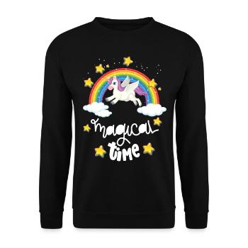 Licorne Unicorns Magical Time Je veux une licorne - Sweat-shirt Unisexe - noir - Devant - Alina (178cm) & Michal (187cm)