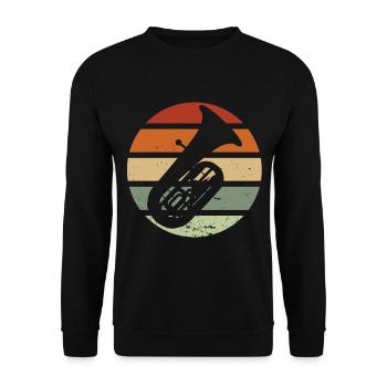 Tubaspieler Jazz Musik Vintage Musiker Tuba - Unisex Pullover - Schwarz - Vorne - Alina (178cm) & Michal (187cm)