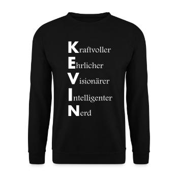 Name Kevin lustige Beschreibung - Unisex Pullover - Schwarz - Vorne - Alina (178cm) & Michal (187cm)