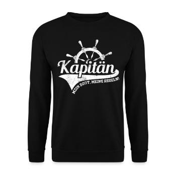 Kapitän - Mein Boot meine Regeln! - Unisex Pullover - Schwarz - Vorne - Alina (178cm) & Michal (187cm)