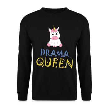Einhorn Unicorn Drama Queen witziges Geschenk - Unisex Pullover - Schwarz - Vorne - Alina (178cm) & Michal (187cm)