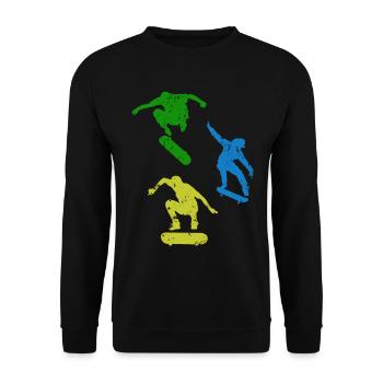 Skateboard Skateboarder Skater - Skatepark Skaten - Unisex Pullover - Schwarz - Vorne - Alina (178cm) & Michal (187cm)