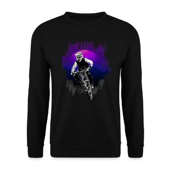 Mountain Biker / MTB Downhill Fahrrad geschenk - Unisex Pullover - Schwarz - Vorne - Alina (178cm) & Michal (187cm)