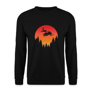 Vintage Retro Snowmobile rider and sunset - Unisex Sweatshirt - black - Front - Alina (178cm) & Michal (187cm)