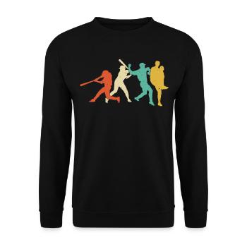 Retro Baseball Player Pitcher Batter Catcher Sport - Unisex Sweatshirt - black - Front - Alina (178cm) & Michal (187cm)